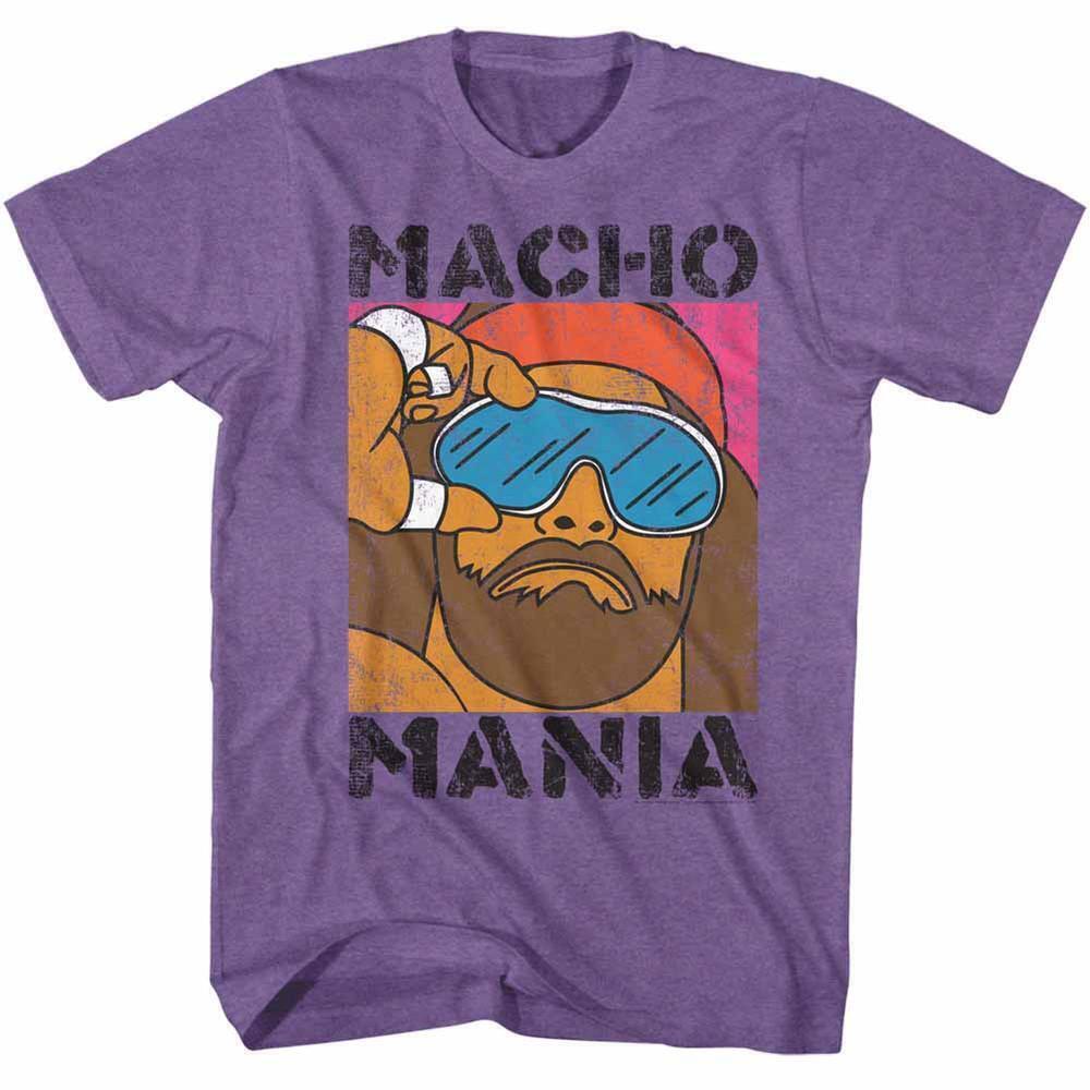 Macho Man Mania Retro Purple Heather Adult T Shirt